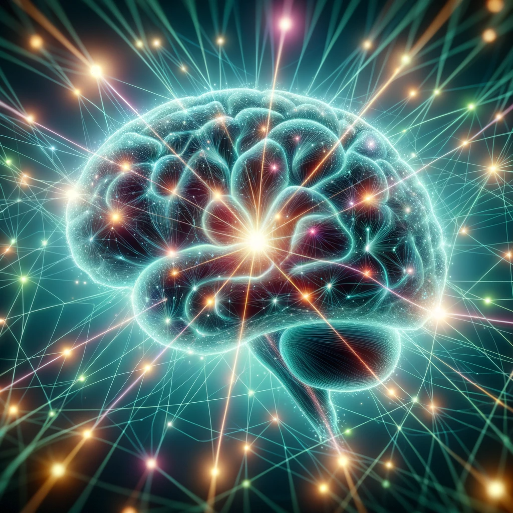 DALL·E 2023 11 08 21.21.18 A conceptual illustration of a brain with interconnected neural pathways highlighted by glowing lines representing the concept of neuroplasticity and